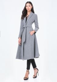 Belted Wrap Midi Coat at Bebe